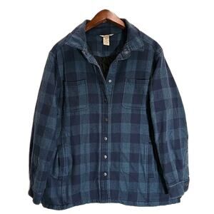 Duluth Trading Co Mens Plaid Flannel Shacket XXL Quilted Outdoor Gorpcore Blue